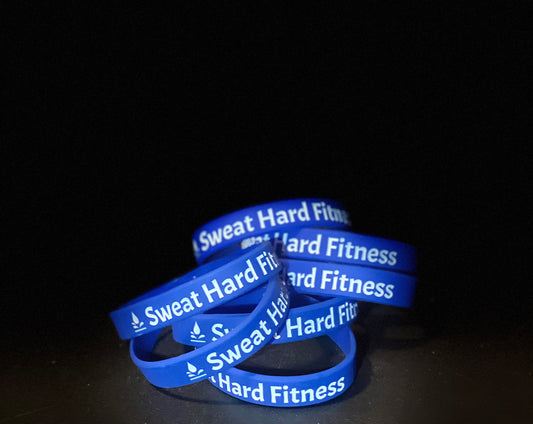 Sweat Hard Fitness Wrist Bands - BLUE/WHITE