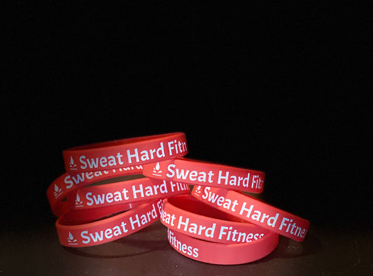 Sweat Hard Fitness Wrist Bands - RED/WHITE