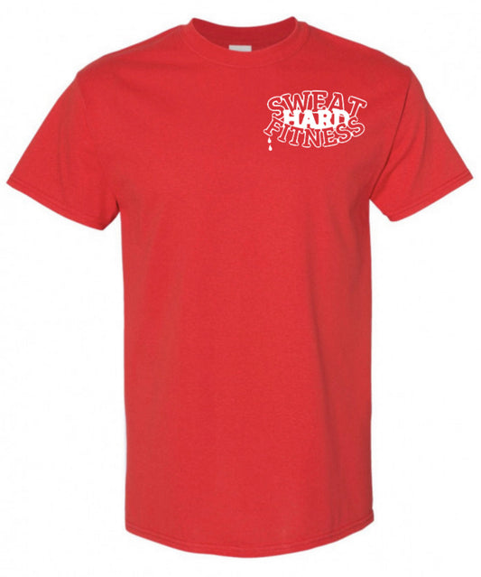 Sweat Hard Fitness Bubble Drip Lapel - Crew Tee - RED