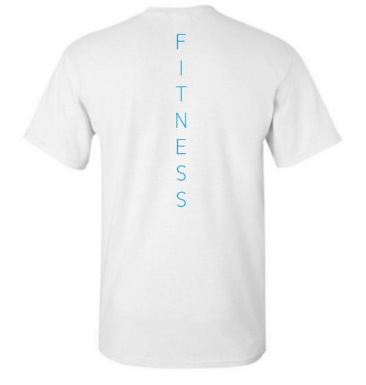 Sweat Hard Fitness Come Get Some Skinny Letter - Crew Tee - WHITE/AQUA BLUE